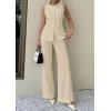 imagePRETTYGARDEN Womens 2 Piece Sets Summer 2026 Work Clothes Sleeveless Blazer Vest Pants Suits Spring Business Casual OutfitsLight Khaki