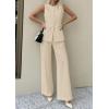 imagePRETTYGARDEN Womens 2 Piece Sets Summer 2026 Work Clothes Sleeveless Blazer Vest Pants Suits Spring Business Casual OutfitsLight Khaki