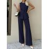 imagePRETTYGARDEN Womens 2 Piece Sets Summer 2026 Work Clothes Sleeveless Blazer Vest Pants Suits Spring Business Casual OutfitsNavy Blue