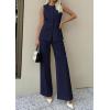 imagePRETTYGARDEN Womens 2 Piece Sets Summer 2026 Work Clothes Sleeveless Blazer Vest Pants Suits Spring Business Casual OutfitsNavy Blue