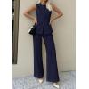 imagePRETTYGARDEN Womens 2 Piece Sets Summer 2026 Work Clothes Sleeveless Blazer Vest Pants Suits Spring Business Casual OutfitsNavy Blue