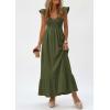 imagePRETTYGARDEN Womens 2026 Summer Casual Maxi Dresses Cap Sleeve V Neck Smocked Long Pockets Party Sundress Vacation OutfitsArmy Green