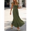 imagePRETTYGARDEN Womens 2026 Summer Casual Maxi Dresses Cap Sleeve V Neck Smocked Long Pockets Party Sundress Vacation OutfitsArmy Green