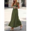 imagePRETTYGARDEN Womens 2026 Summer Casual Maxi Dresses Cap Sleeve V Neck Smocked Long Pockets Party Sundress Vacation OutfitsArmy Green