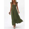 imagePRETTYGARDEN Womens 2026 Summer Casual Maxi Dresses Cap Sleeve V Neck Smocked Long Pockets Party Sundress Vacation OutfitsArmy Green