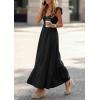 imagePRETTYGARDEN Womens 2026 Summer Casual Maxi Dresses Cap Sleeve V Neck Smocked Long Pockets Party Sundress Vacation OutfitsBlack