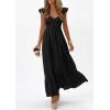 imagePRETTYGARDEN Womens 2026 Summer Casual Maxi Dresses Cap Sleeve V Neck Smocked Long Pockets Party Sundress Vacation OutfitsBlack
