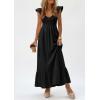 imagePRETTYGARDEN Womens 2026 Summer Casual Maxi Dresses Cap Sleeve V Neck Smocked Long Pockets Party Sundress Vacation OutfitsBlack