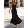 imagePRETTYGARDEN Womens 2026 Summer Casual Maxi Dresses Cap Sleeve V Neck Smocked Long Pockets Party Sundress Vacation OutfitsBlack