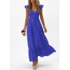 imagePRETTYGARDEN Womens 2026 Summer Casual Maxi Dresses Cap Sleeve V Neck Smocked Long Pockets Party Sundress Vacation OutfitsBlue