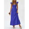 imagePRETTYGARDEN Womens 2026 Summer Casual Maxi Dresses Cap Sleeve V Neck Smocked Long Pockets Party Sundress Vacation OutfitsBlue
