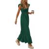 imagePRETTYGARDEN Womens 2026 Summer Casual Maxi Dresses Cap Sleeve V Neck Smocked Long Pockets Party Sundress Vacation OutfitsGreen
