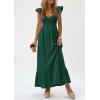 imagePRETTYGARDEN Womens 2026 Summer Casual Maxi Dresses Cap Sleeve V Neck Smocked Long Pockets Party Sundress Vacation OutfitsGreen