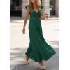 imagePRETTYGARDEN Womens 2026 Summer Casual Maxi Dresses Cap Sleeve V Neck Smocked Long Pockets Party Sundress Vacation OutfitsGreen