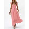 imagePRETTYGARDEN Womens 2026 Summer Casual Maxi Dresses Cap Sleeve V Neck Smocked Long Pockets Party Sundress Vacation OutfitsPink