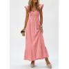 imagePRETTYGARDEN Womens 2026 Summer Casual Maxi Dresses Cap Sleeve V Neck Smocked Long Pockets Party Sundress Vacation OutfitsPink