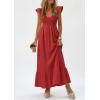 imagePRETTYGARDEN Womens 2026 Summer Casual Maxi Dresses Cap Sleeve V Neck Smocked Long Pockets Party Sundress Vacation OutfitsRed