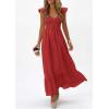 imagePRETTYGARDEN Womens 2026 Summer Casual Maxi Dresses Cap Sleeve V Neck Smocked Long Pockets Party Sundress Vacation OutfitsRed