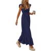 imagePRETTYGARDEN Womens 2026 Summer Casual Maxi Dresses Cap Sleeve V Neck Smocked Long Pockets Party Sundress Vacation OutfitsRoyal Blue