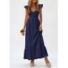 imagePRETTYGARDEN Womens 2026 Summer Casual Maxi Dresses Cap Sleeve V Neck Smocked Long Pockets Party Sundress Vacation OutfitsRoyal Blue
