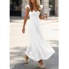 imagePRETTYGARDEN Womens 2026 Summer Casual Maxi Dresses Cap Sleeve V Neck Smocked Long Pockets Party Sundress Vacation OutfitsWhite