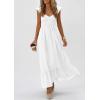 imagePRETTYGARDEN Womens 2026 Summer Casual Maxi Dresses Cap Sleeve V Neck Smocked Long Pockets Party Sundress Vacation OutfitsWhite