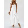 imagePRETTYGARDEN Womens 2026 Summer Casual Maxi Dresses Cap Sleeve V Neck Smocked Long Pockets Party Sundress Vacation OutfitsWhite