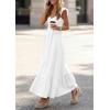 imagePRETTYGARDEN Womens 2026 Summer Casual Maxi Dresses Cap Sleeve V Neck Smocked Long Pockets Party Sundress Vacation OutfitsWhite