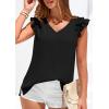 imagePRETTYGARDEN Womens Blouses Dressy Casual 2026 Summer V Neck Ruffle Cap Sleeve Business Work Tops Spring Teacher ShirtsBlack