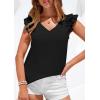 imagePRETTYGARDEN Womens Blouses Dressy Casual 2026 Summer V Neck Ruffle Cap Sleeve Business Work Tops Spring Teacher ShirtsBlack