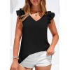 imagePRETTYGARDEN Womens Blouses Dressy Casual 2026 Summer V Neck Ruffle Cap Sleeve Business Work Tops Spring Teacher ShirtsBlack