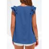 imagePRETTYGARDEN Womens Blouses Dressy Casual 2026 Summer V Neck Ruffle Cap Sleeve Business Work Tops Spring Teacher ShirtsBlue