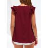 imagePRETTYGARDEN Womens Blouses Dressy Casual 2026 Summer V Neck Ruffle Cap Sleeve Business Work Tops Spring Teacher ShirtsBurgundy