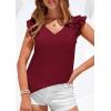imagePRETTYGARDEN Womens Blouses Dressy Casual 2026 Summer V Neck Ruffle Cap Sleeve Business Work Tops Spring Teacher ShirtsBurgundy
