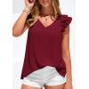 imagePRETTYGARDEN Womens Blouses Dressy Casual 2026 Summer V Neck Ruffle Cap Sleeve Business Work Tops Spring Teacher ShirtsBurgundy