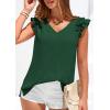 imagePRETTYGARDEN Womens Blouses Dressy Casual 2026 Summer V Neck Ruffle Cap Sleeve Business Work Tops Spring Teacher ShirtsDark Green