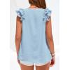 imagePRETTYGARDEN Womens Blouses Dressy Casual 2026 Summer V Neck Ruffle Cap Sleeve Business Work Tops Spring Teacher ShirtsLight Blue