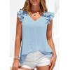 imagePRETTYGARDEN Womens Blouses Dressy Casual 2026 Summer V Neck Ruffle Cap Sleeve Business Work Tops Spring Teacher ShirtsLight Blue