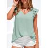 imagePRETTYGARDEN Womens Blouses Dressy Casual 2026 Summer V Neck Ruffle Cap Sleeve Business Work Tops Spring Teacher ShirtsLight Green