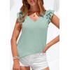 imagePRETTYGARDEN Womens Blouses Dressy Casual 2026 Summer V Neck Ruffle Cap Sleeve Business Work Tops Spring Teacher ShirtsLight Green