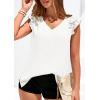 imagePRETTYGARDEN Womens Blouses Dressy Casual 2026 Summer V Neck Ruffle Cap Sleeve Business Work Tops Spring Teacher ShirtsWhite