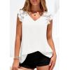 imagePRETTYGARDEN Womens Blouses Dressy Casual 2026 Summer V Neck Ruffle Cap Sleeve Business Work Tops Spring Teacher ShirtsWhite