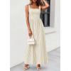 imagePRETTYGARDEN Womens Maxi Striped Dress 2026 Summer Sleeveless Square Neck Smocked A Line Long Flowy Spring Vacation SundressBeige Striped