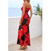 imagePRETTYGARDEN Womens Spring Dresses 2026 Sexy Strapless Tube Bodycon Mesh Ruched Floral Maxi Dress Wedding Club OutfitsBlack Red Flower
