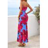 imagePRETTYGARDEN Womens Spring Dresses 2026 Sexy Strapless Tube Bodycon Mesh Ruched Floral Maxi Dress Wedding Club OutfitsBlue Red Flower