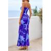 imagePRETTYGARDEN Womens Spring Dresses 2026 Sexy Strapless Tube Bodycon Mesh Ruched Floral Maxi Dress Wedding Club OutfitsFloral Purple Blue