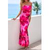 imagePRETTYGARDEN Womens Spring Dresses 2026 Sexy Strapless Tube Bodycon Mesh Ruched Floral Maxi Dress Wedding Club OutfitsRose Red Floral