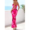 imagePRETTYGARDEN Womens Spring Dresses 2026 Sexy Strapless Tube Bodycon Mesh Ruched Floral Maxi Dress Wedding Club OutfitsRose Red Floral