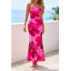 imagePRETTYGARDEN Womens Spring Dresses 2026 Sexy Strapless Tube Bodycon Mesh Ruched Floral Maxi Dress Wedding Club OutfitsRose Red Floral