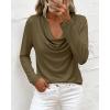 imagePRETTYGARDEN Womens Spring Tops 2026 Dressy Cowl Neck Long Sleeve Shirts Loose Business Casual Blouses Teacher Tunic TopArmy Green